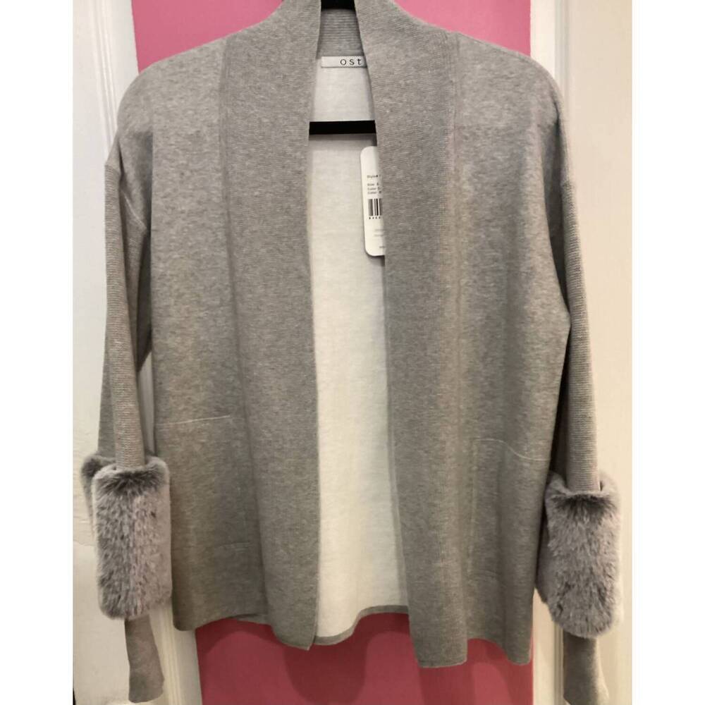 NEW OST open front cardigan in silver